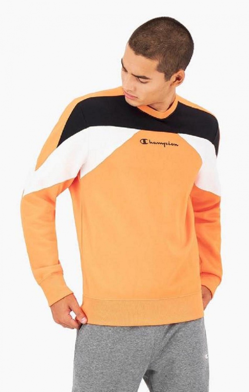 Sweats Champion Script Logo Colour Block Fleece Sweatshirt Homme Orange | 5214-YLGSA