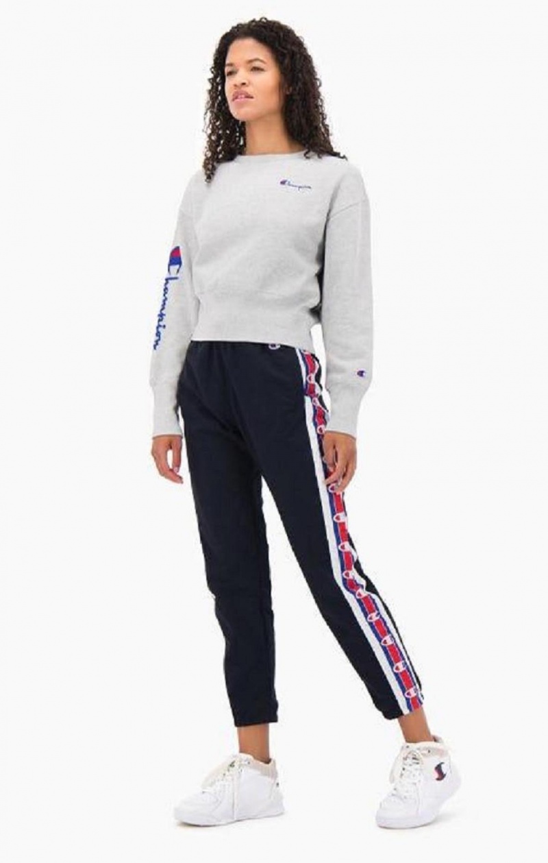 Sweats Champion Script Logo High Rib Reverse Weave Sweatshirt Femme Grise Clair | 6193-NBAVD