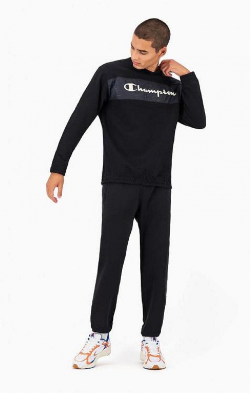 Sweats Champion Script Logo Insert Fleece Sweatshirt Homme Noir | 6123-QDTCW