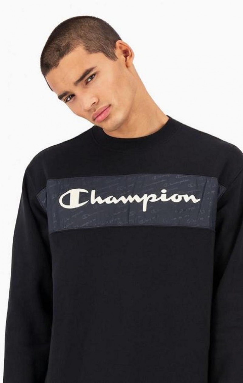 Sweats Champion Script Logo Insert Fleece Sweatshirt Homme Noir | 6123-QDTCW