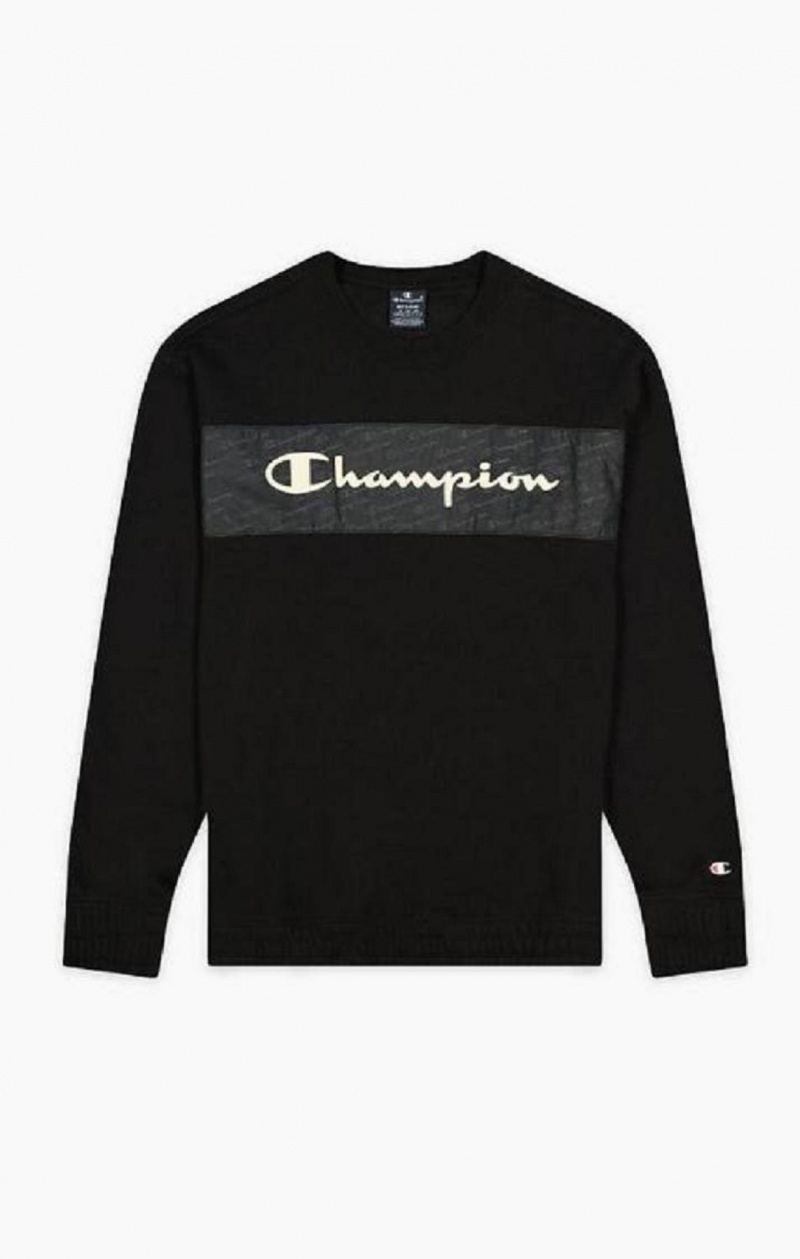 Sweats Champion Script Logo Insert Fleece Sweatshirt Homme Noir | 6123-QDTCW