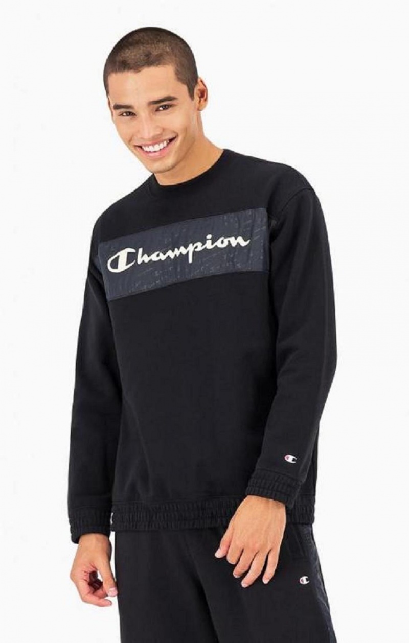 Sweats Champion Script Logo Insert Fleece Sweatshirt Homme Noir | 6123-QDTCW