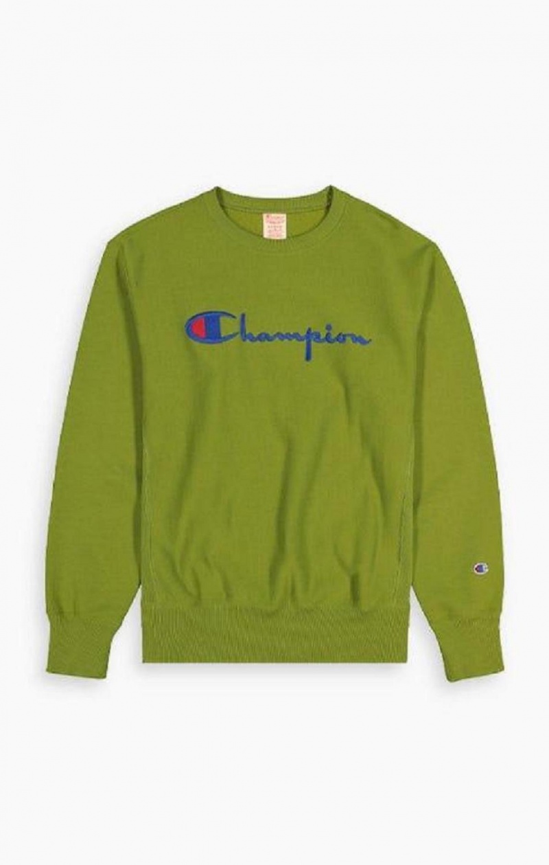 Sweats Champion Script Logo Reverse Weave Sweatshirt Homme Vert | 3620-KVPML