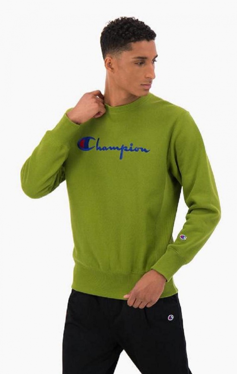 Sweats Champion Script Logo Reverse Weave Sweatshirt Homme Vert | 3620-KVPML