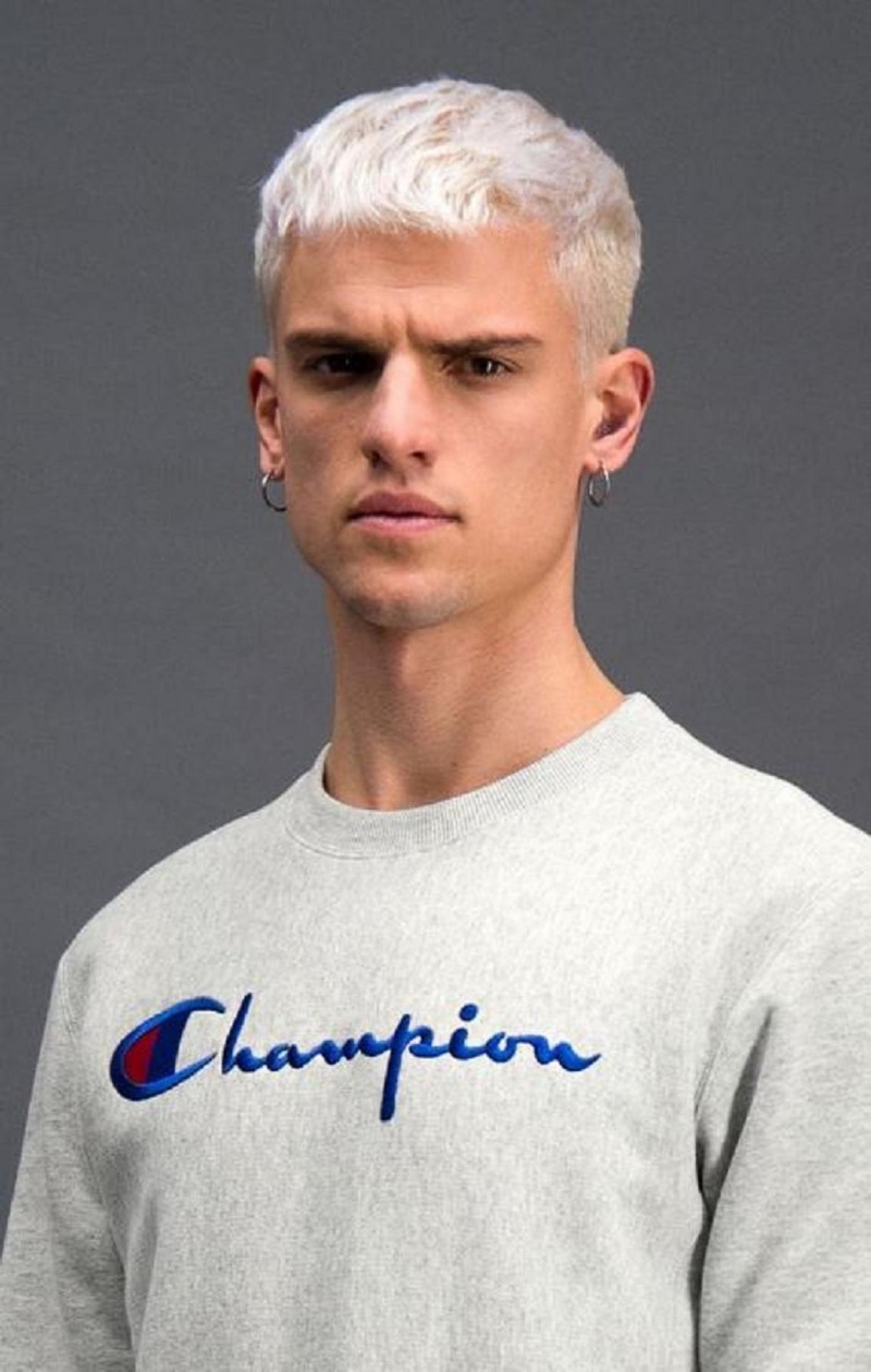 Sweats Champion Script Logo Reverse Weave Sweatshirt Homme Grise Clair | 9471-URHYF