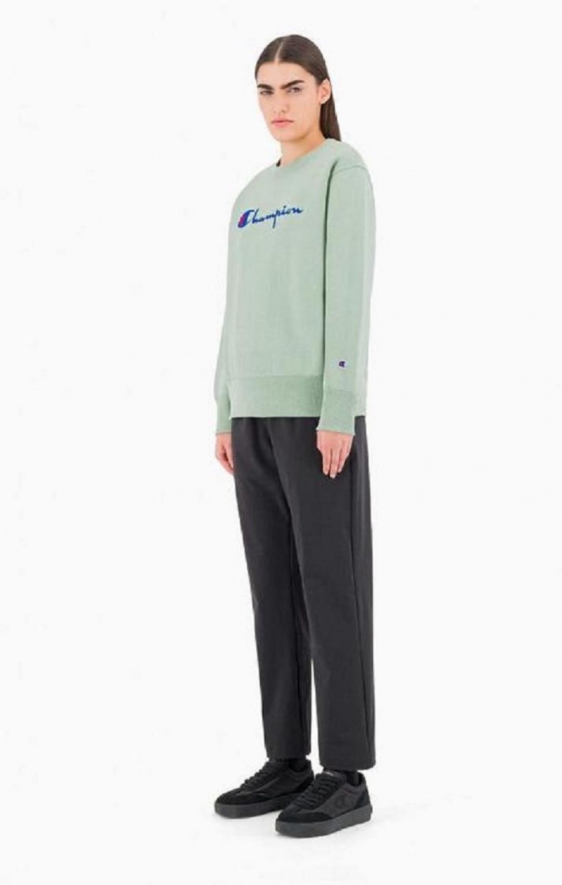 Sweats Champion Script Logo Reverse Weave Sweatshirt Femme Vert | 6850-ESYIO