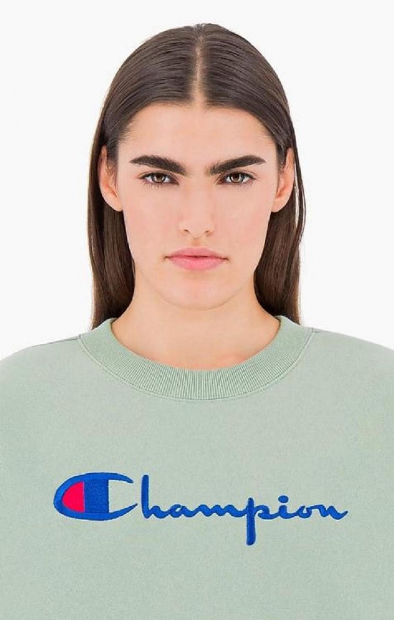 Sweats Champion Script Logo Reverse Weave Sweatshirt Femme Vert | 6850-ESYIO