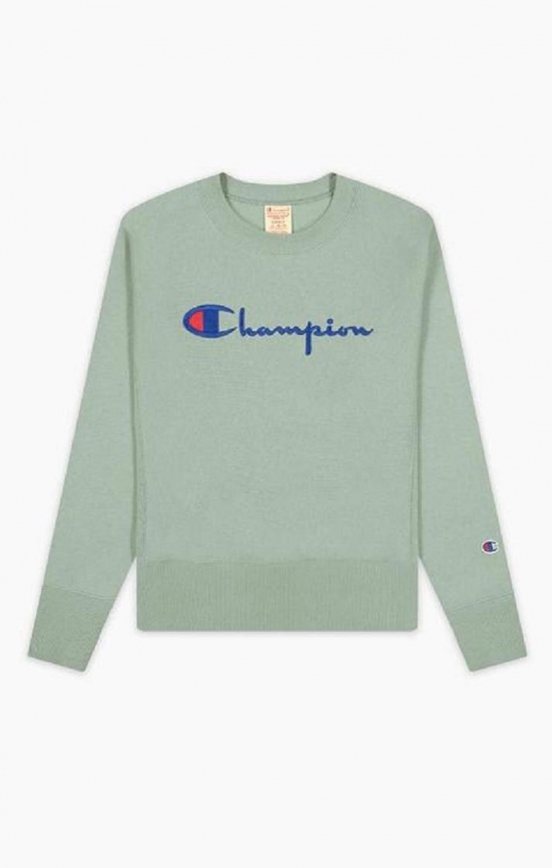 Sweats Champion Script Logo Reverse Weave Sweatshirt Femme Vert | 6850-ESYIO