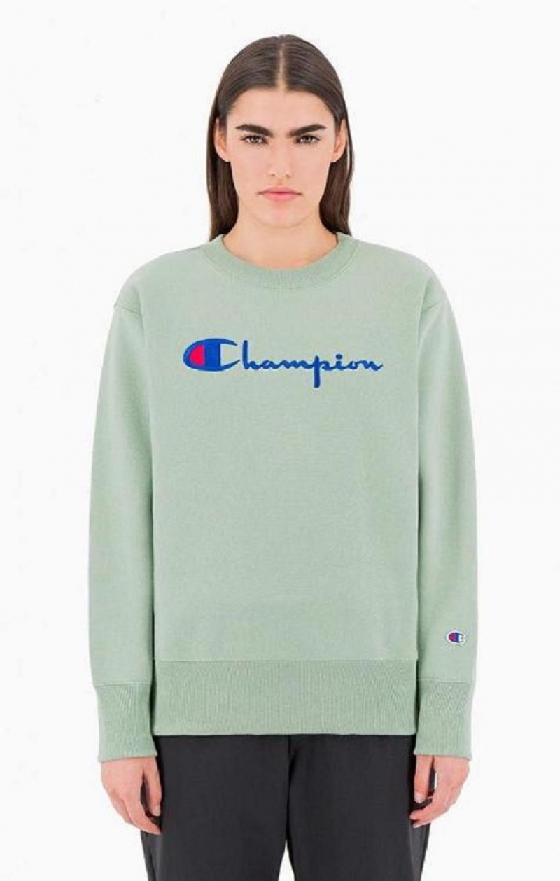 Sweats Champion Script Logo Reverse Weave Sweatshirt Femme Vert | 6850-ESYIO