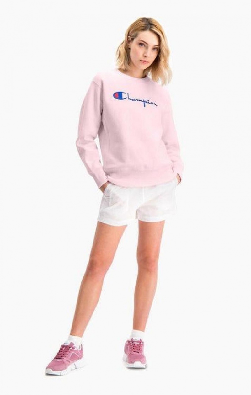 Sweats Champion Script Logo Reverse Weave Sweatshirt Femme Rose | 5487-KONSU