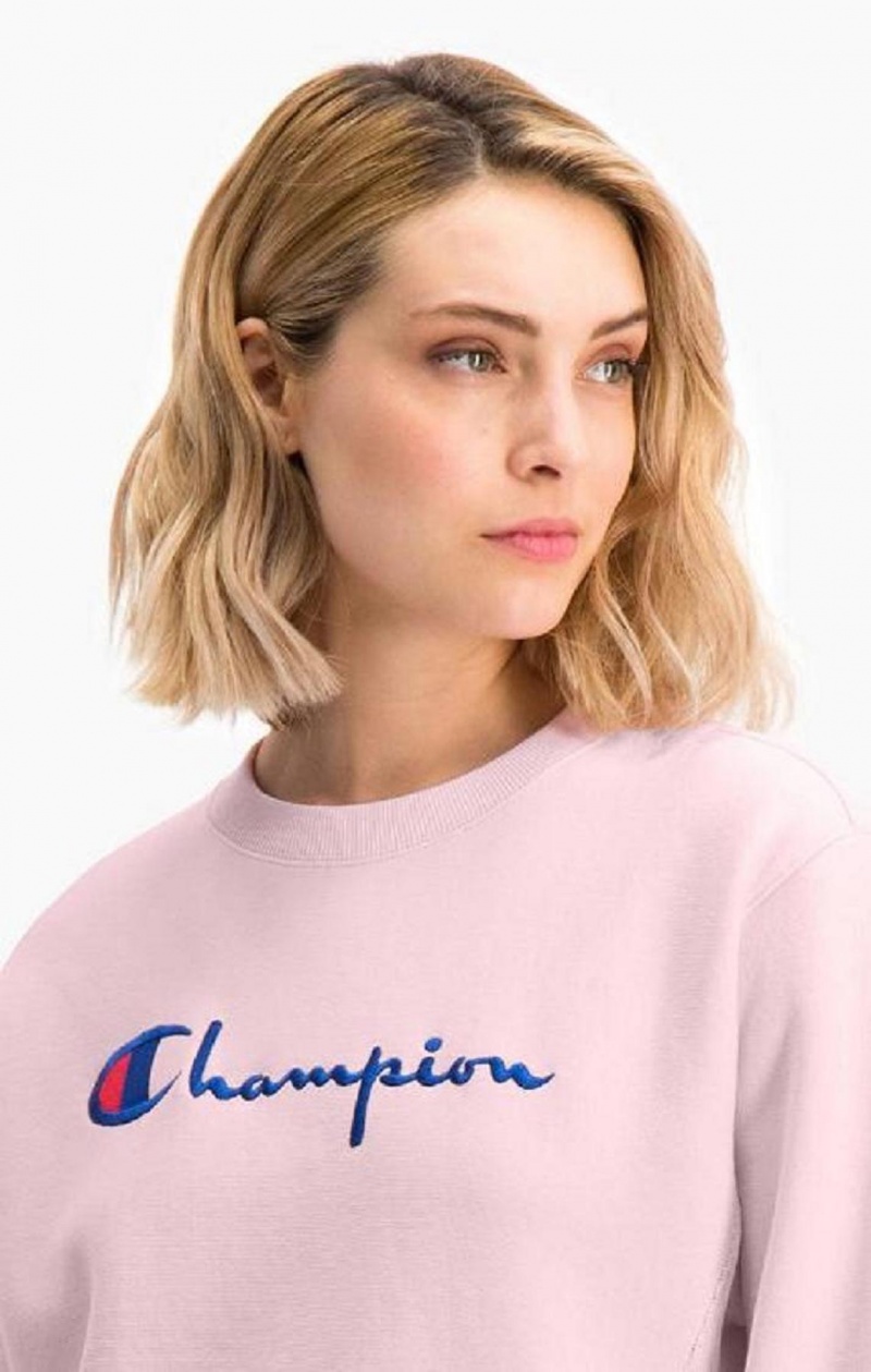 Sweats Champion Script Logo Reverse Weave Sweatshirt Femme Rose | 5487-KONSU