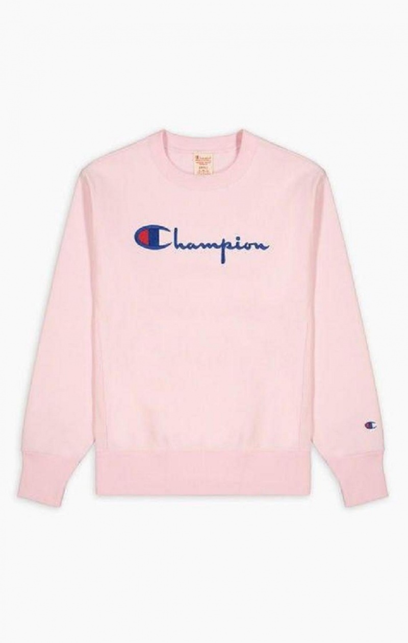 Sweats Champion Script Logo Reverse Weave Sweatshirt Femme Rose | 5487-KONSU