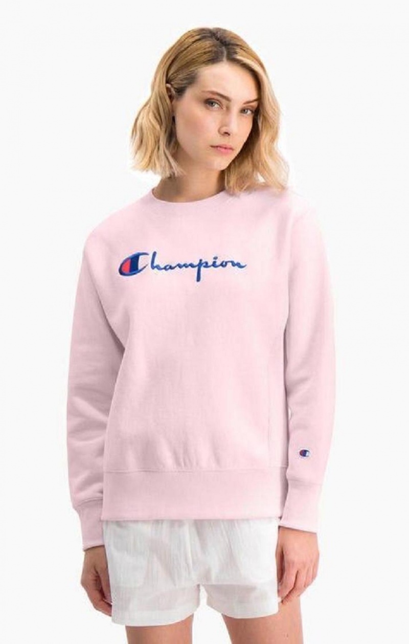 Sweats Champion Script Logo Reverse Weave Sweatshirt Femme Rose | 5487-KONSU