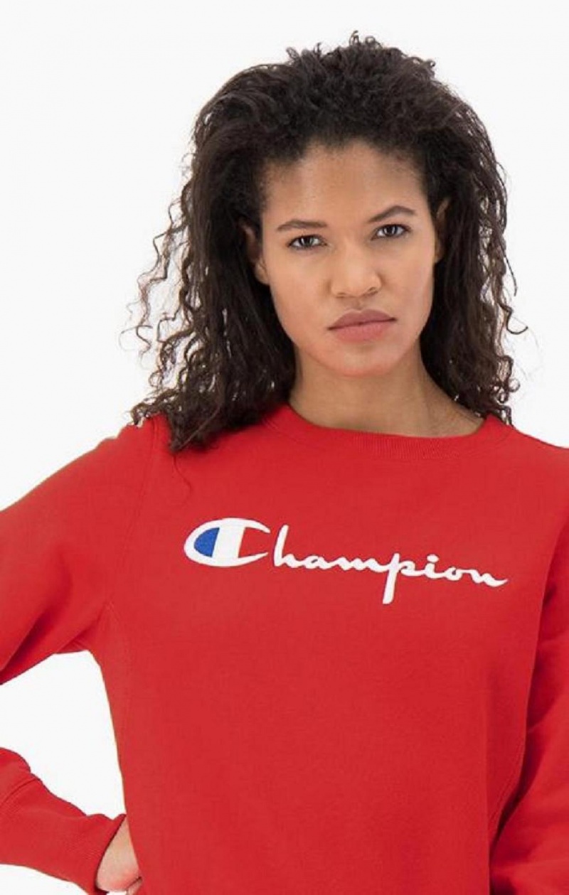 Sweats Champion Script Logo Reverse Weave Sweatshirt Femme Rouge | 4812-RVPDT