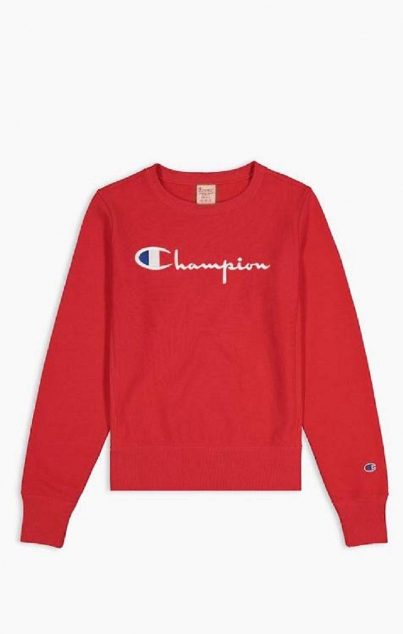 Sweats Champion Script Logo Reverse Weave Sweatshirt Femme Rouge | 4812-RVPDT