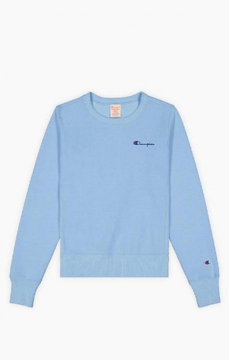 Sweats Champion Small Script Logo Reverse Weave Sweatshirt Femme Bleu Clair | 9574-OPFQS