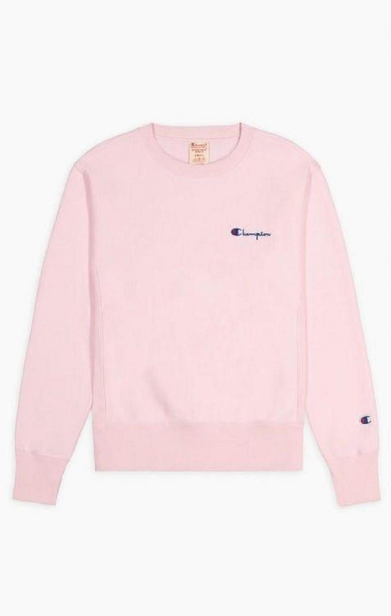 Sweats Champion Small Script Logo Reverse Weave Sweatshirt Femme Rose | 6480-JUAKN