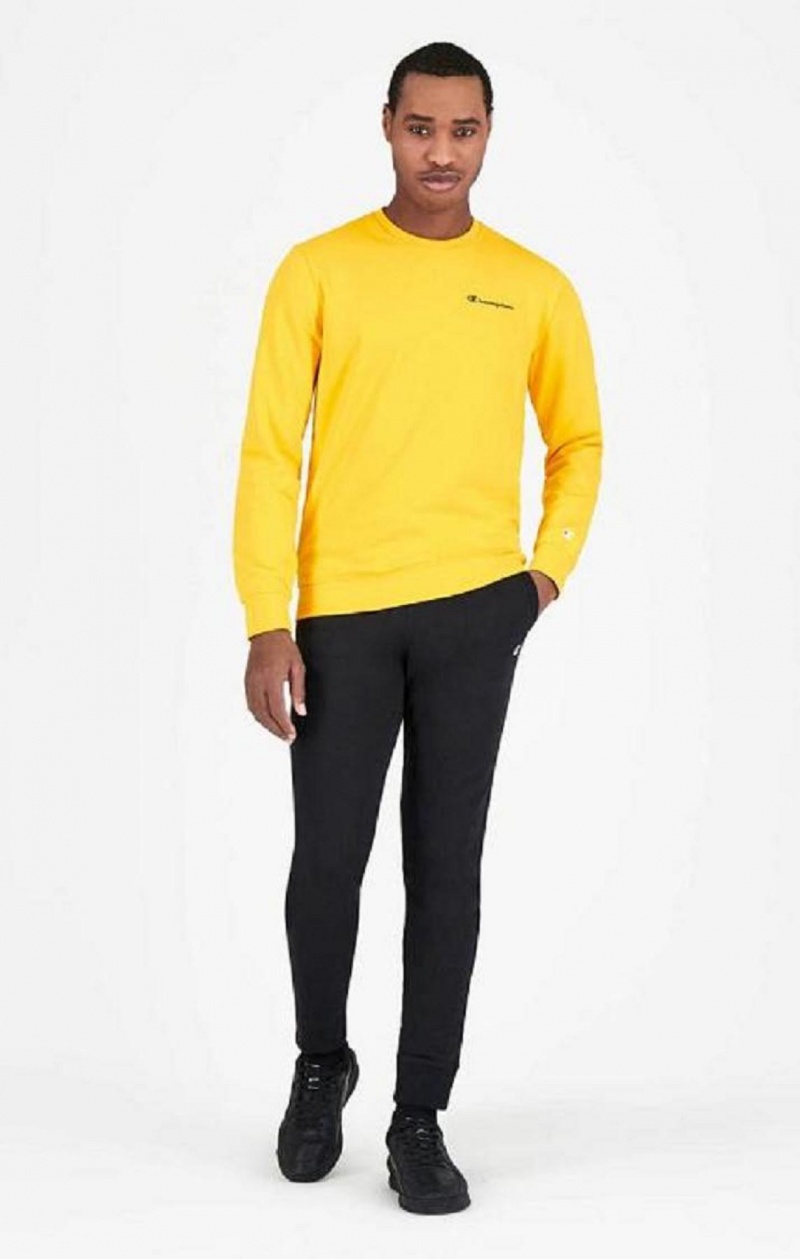 Sweats Champion Small Script Logo Sweatshirt Homme Jaune | 6240-HEATO