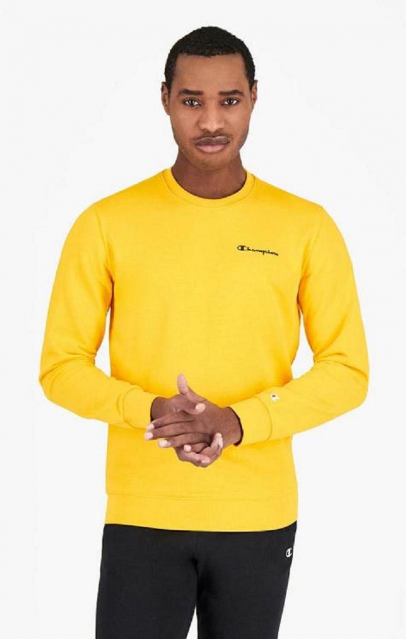 Sweats Champion Small Script Logo Sweatshirt Homme Jaune | 6240-HEATO