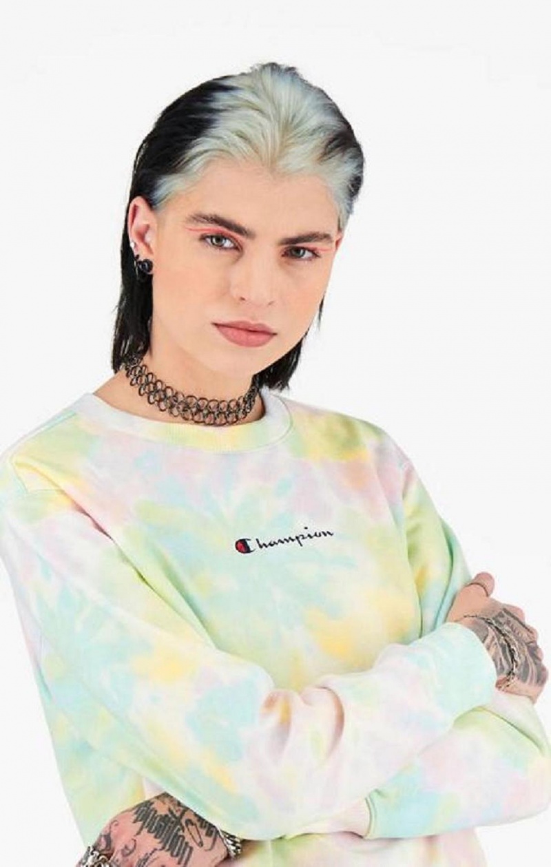 Sweats Champion Tie Dye Digital Print Sweatshirt Femme Corail | 0328-QKUPN