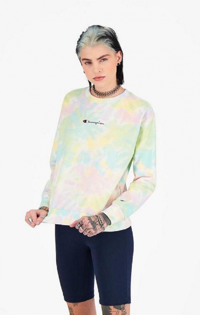 Sweats Champion Tie Dye Digital Print Sweatshirt Femme Corail | 0328-QKUPN