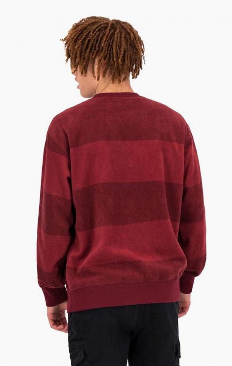 Sweats Champion Tonal Stripe Script Logo Fleece Sweatshirt Homme Bordeaux | 6028-OPLXZ