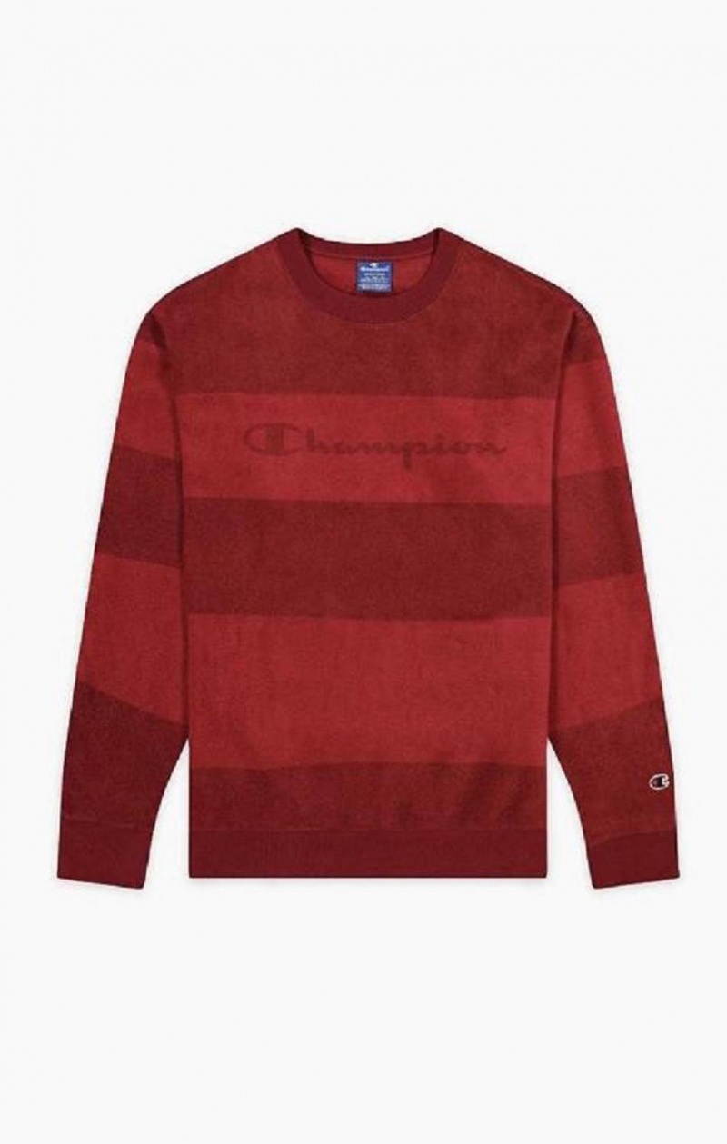 Sweats Champion Tonal Stripe Script Logo Fleece Sweatshirt Homme Bordeaux | 6028-OPLXZ