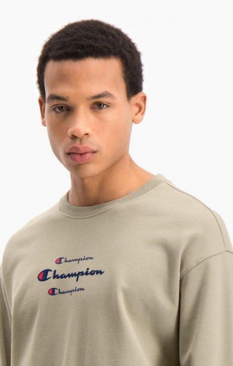 Sweats Champion Triple Script Logo Cargo Pocket Sweatshirt Homme Beige | 1539-PLXKF