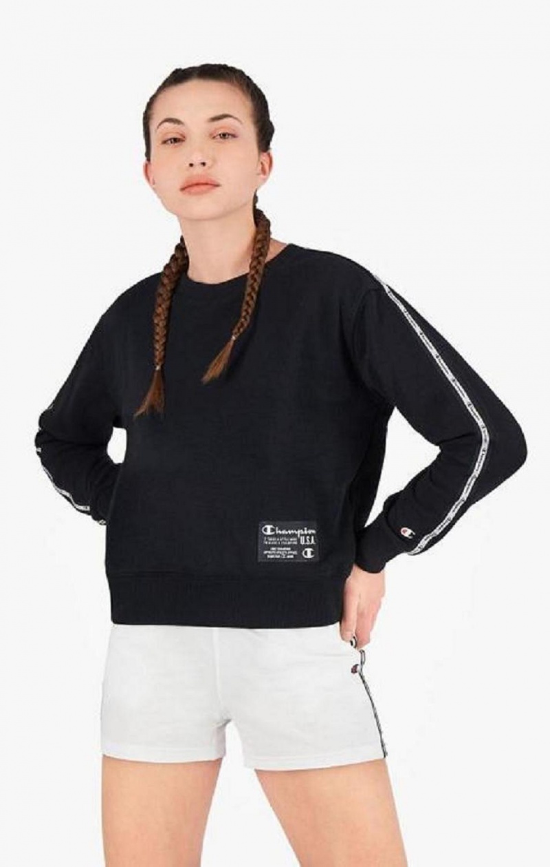 Sweats Champion USA Cropped Sweatshirt Femme Noir | 8097-LZFOY