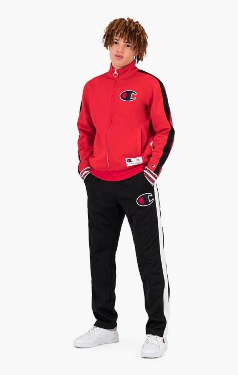 Sweats Champion Zip-Up Stripe Sleeve Basketball Sweatshirt Homme Rouge | 5360-IYAHB