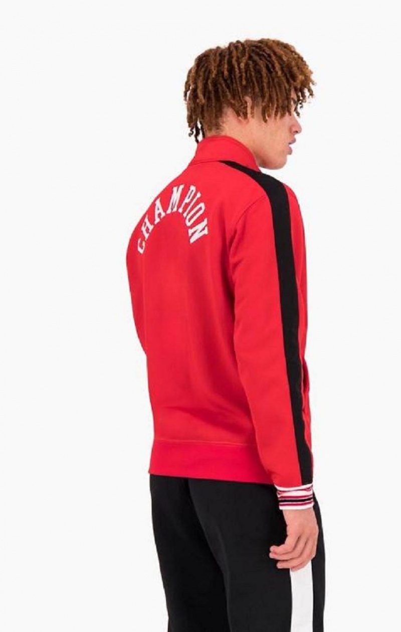 Sweats Champion Zip-Up Stripe Sleeve Basketball Sweatshirt Homme Rouge | 5360-IYAHB