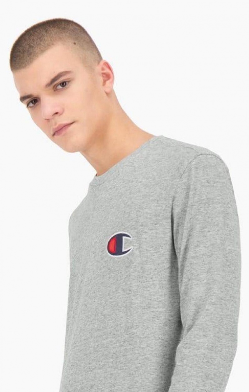 T Shirts Champion C Long Sleeve Jersey Top Homme Grise Clair | 8075-FRGBT