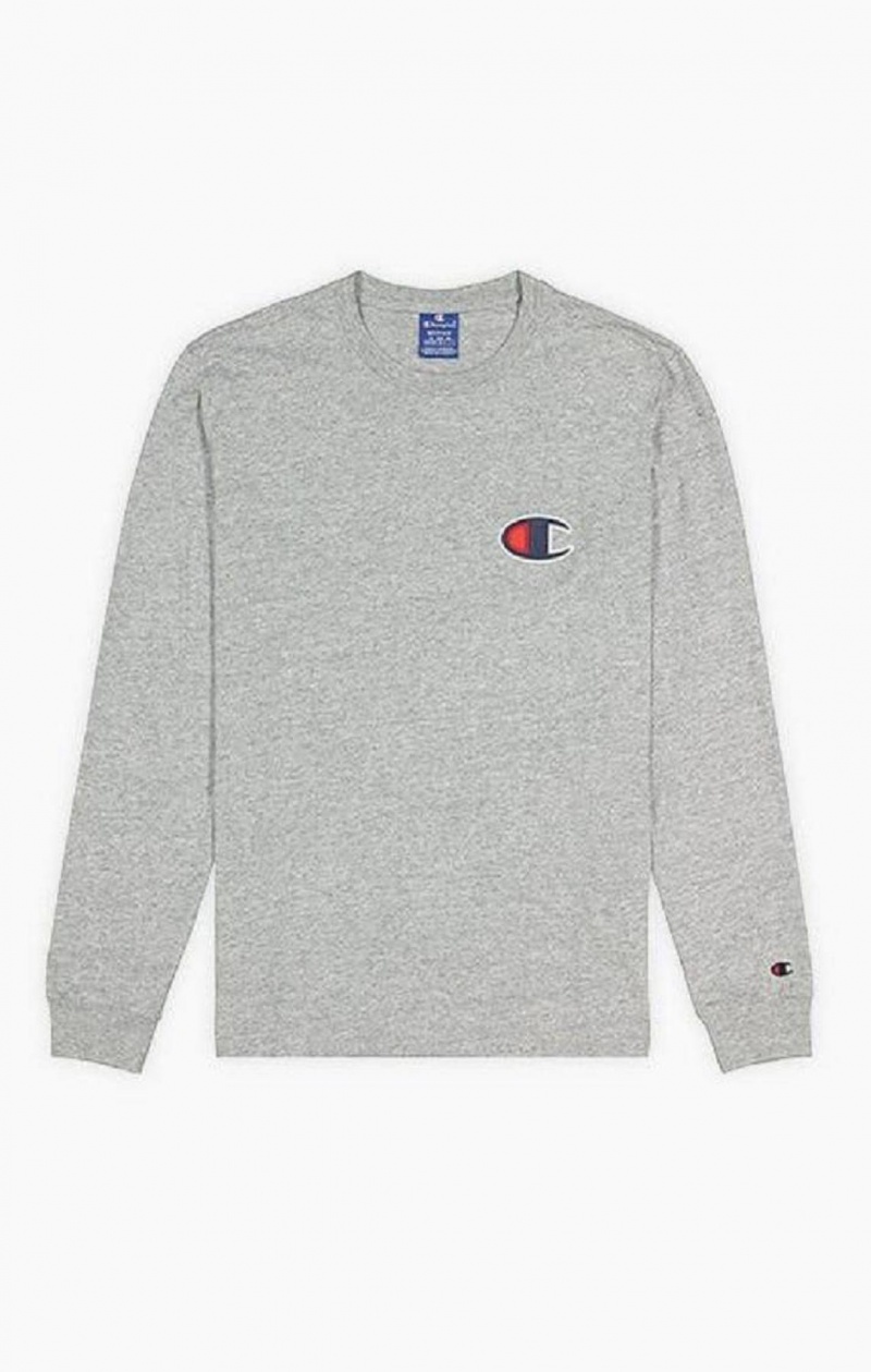 T Shirts Champion C Long Sleeve Jersey Top Homme Grise Clair | 8075-FRGBT