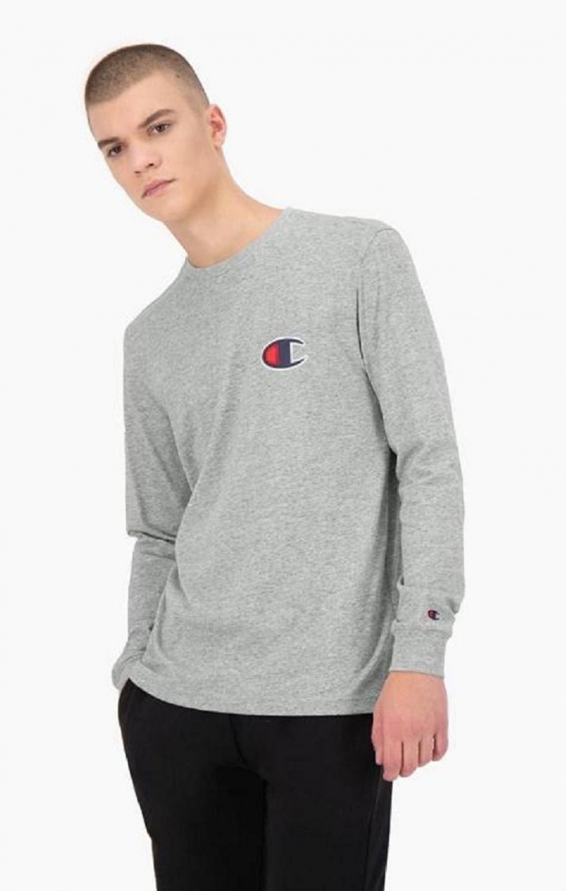 T Shirts Champion C Long Sleeve Jersey Top Homme Grise Clair | 8075-FRGBT