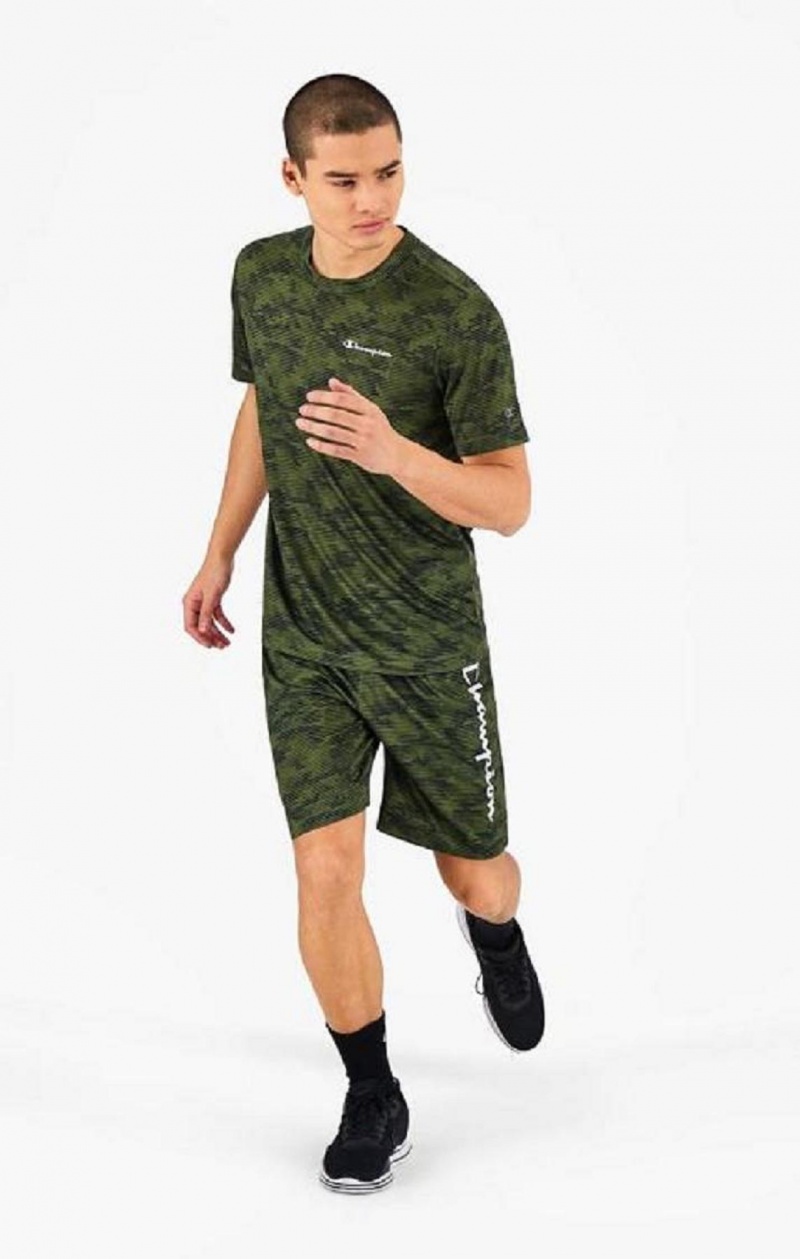 T Shirts Champion Camo Quick Dry Course T-Shirt Homme Vert | 9760-MNSOQ