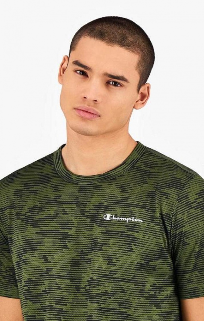 T Shirts Champion Camo Quick Dry Course T-Shirt Homme Vert | 9760-MNSOQ