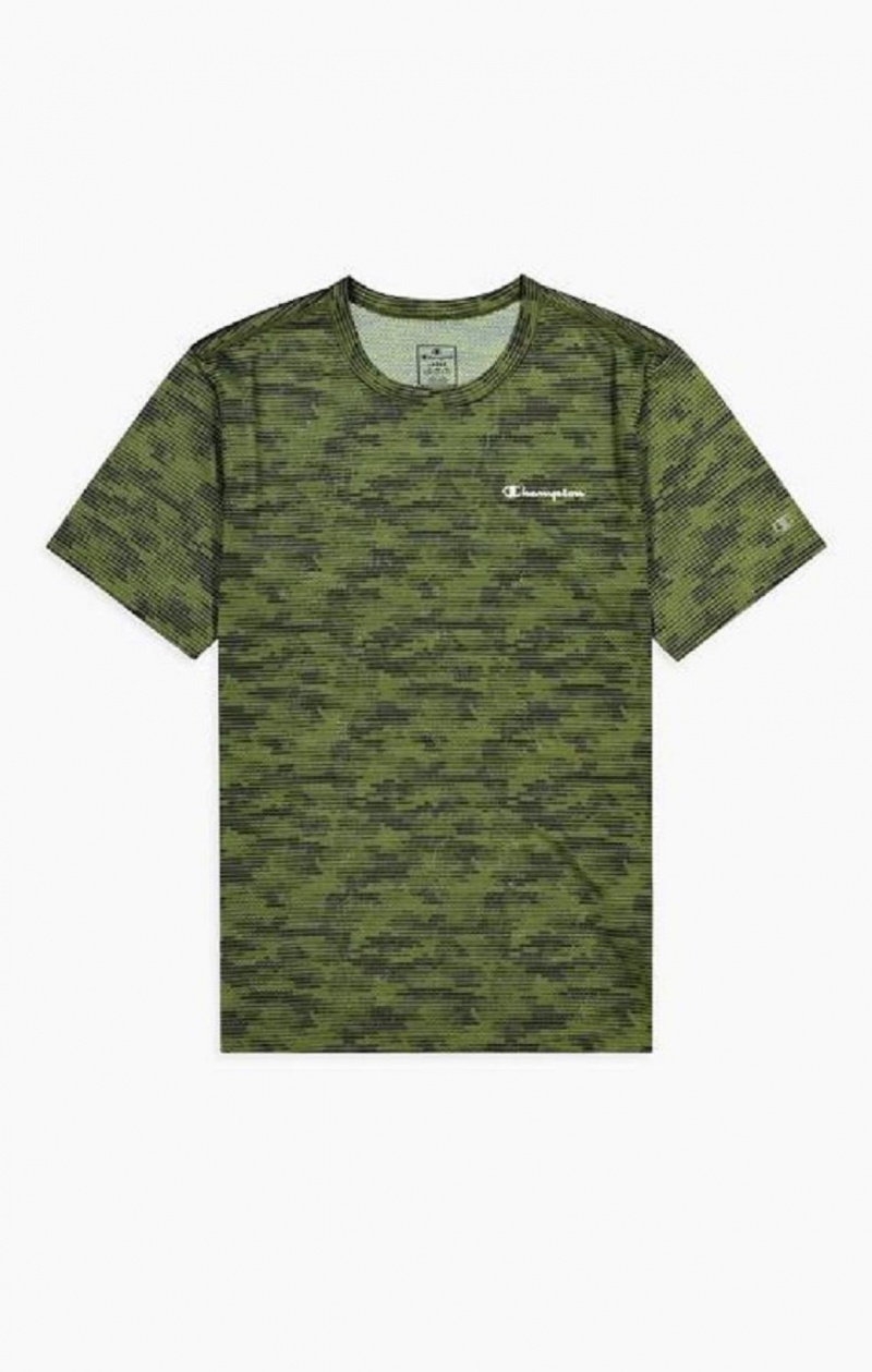 T Shirts Champion Camo Quick Dry Course T-Shirt Homme Vert | 9760-MNSOQ