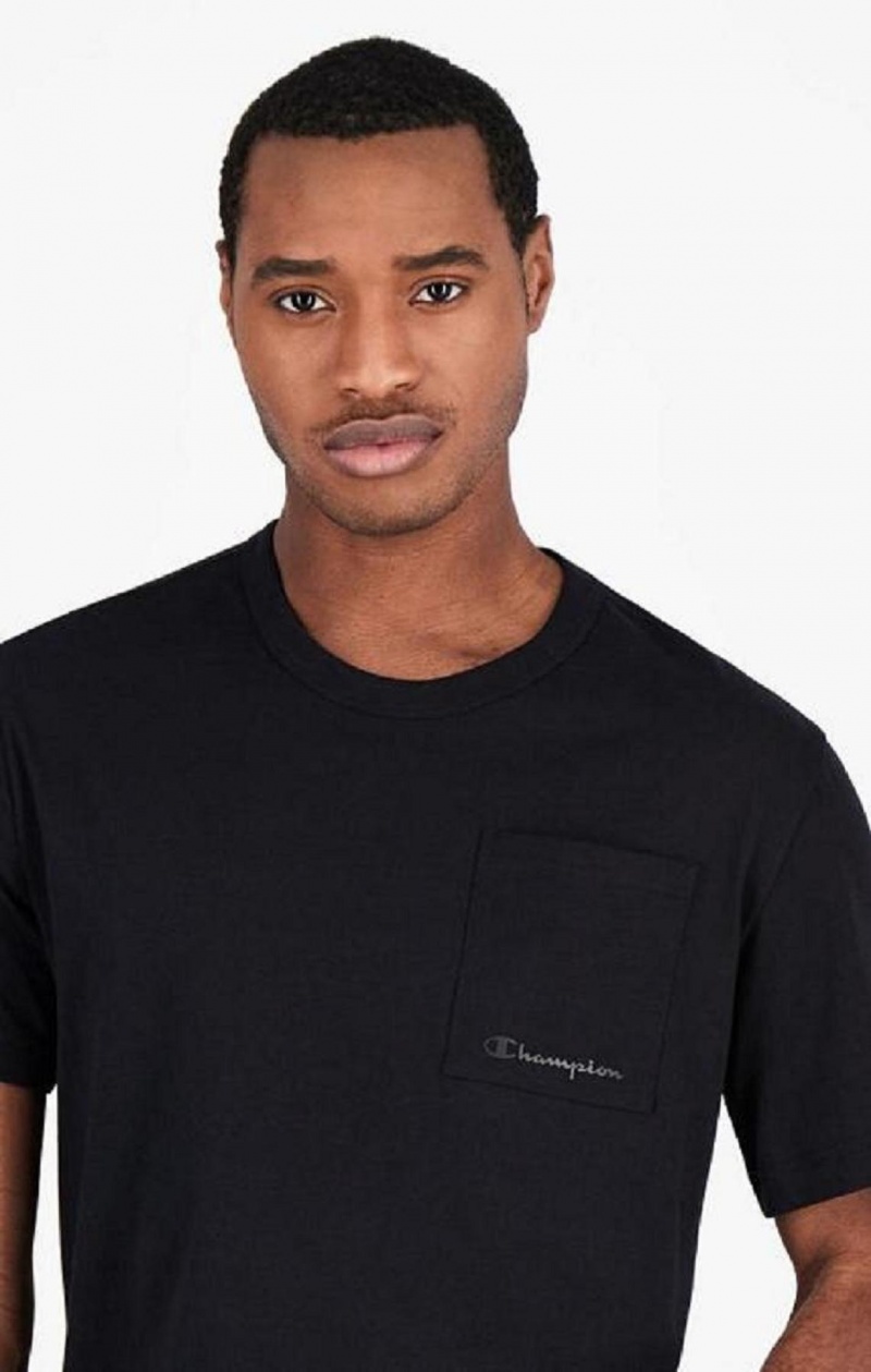 T Shirts Champion Chest Pocket T-Shirt Homme Noir | 0681-HLGUX