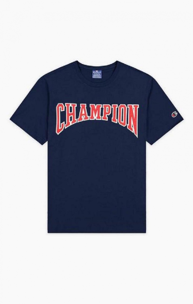 T Shirts Champion Collegiate Logo T-Shirt Homme Turquoise Foncé | 4371-SVHUL