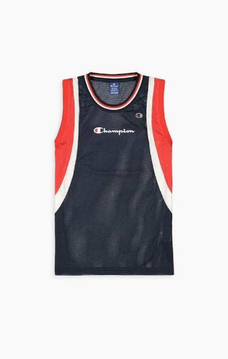 T Shirts Champion Colour Block And Stripe Mesh Basketball Vest Homme Turquoise Foncé | 8921-GOQPC