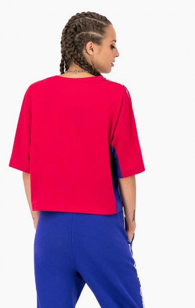 T Shirts Champion Colour Block Jacquard Logo Tape T-Shirt Femme Rouge | 6847-NQZDY