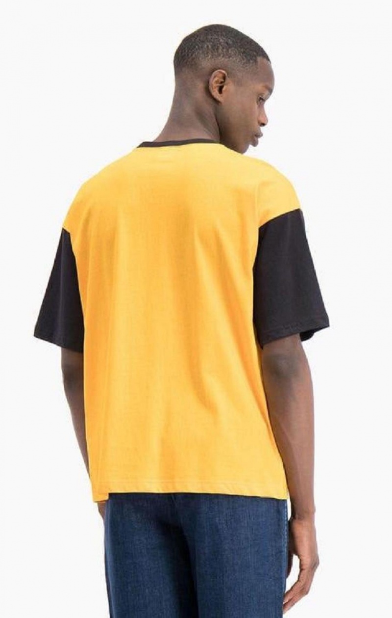 T Shirts Champion Colour Block Script Logo T-Shirt Homme Orange | 2358-QAFUW