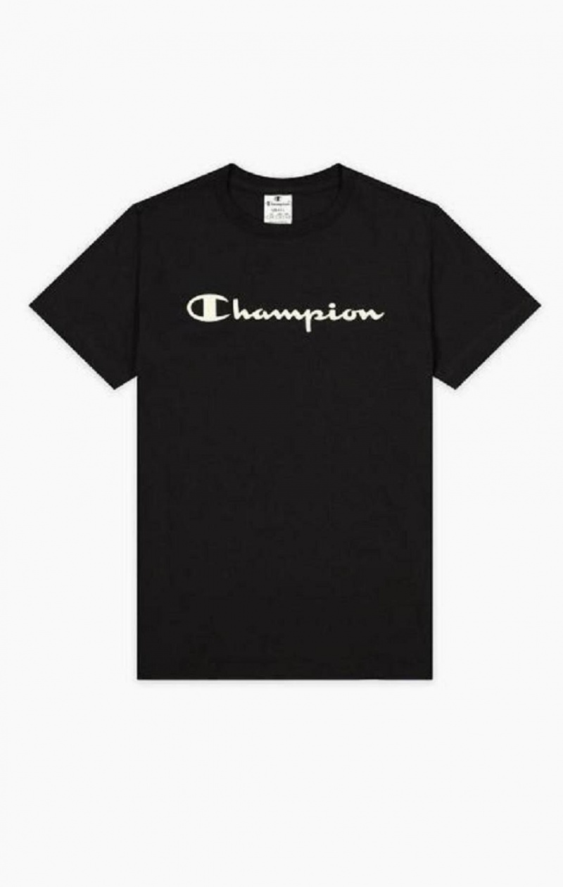 T Shirts Champion Contrast Script Logo T-Shirt Femme Noir | 4501-BKGUX