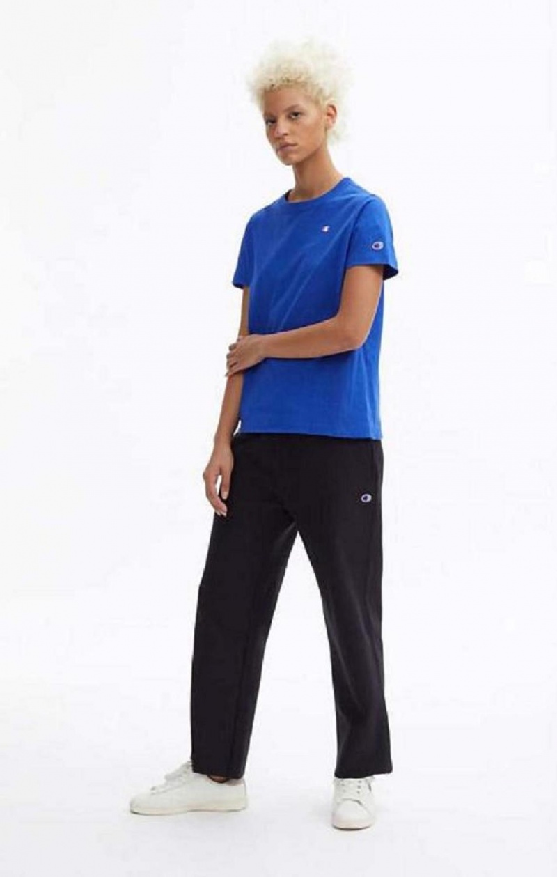 T Shirts Champion Crew Neck T-Shirt Femme Bleu | 5279-NGLAF