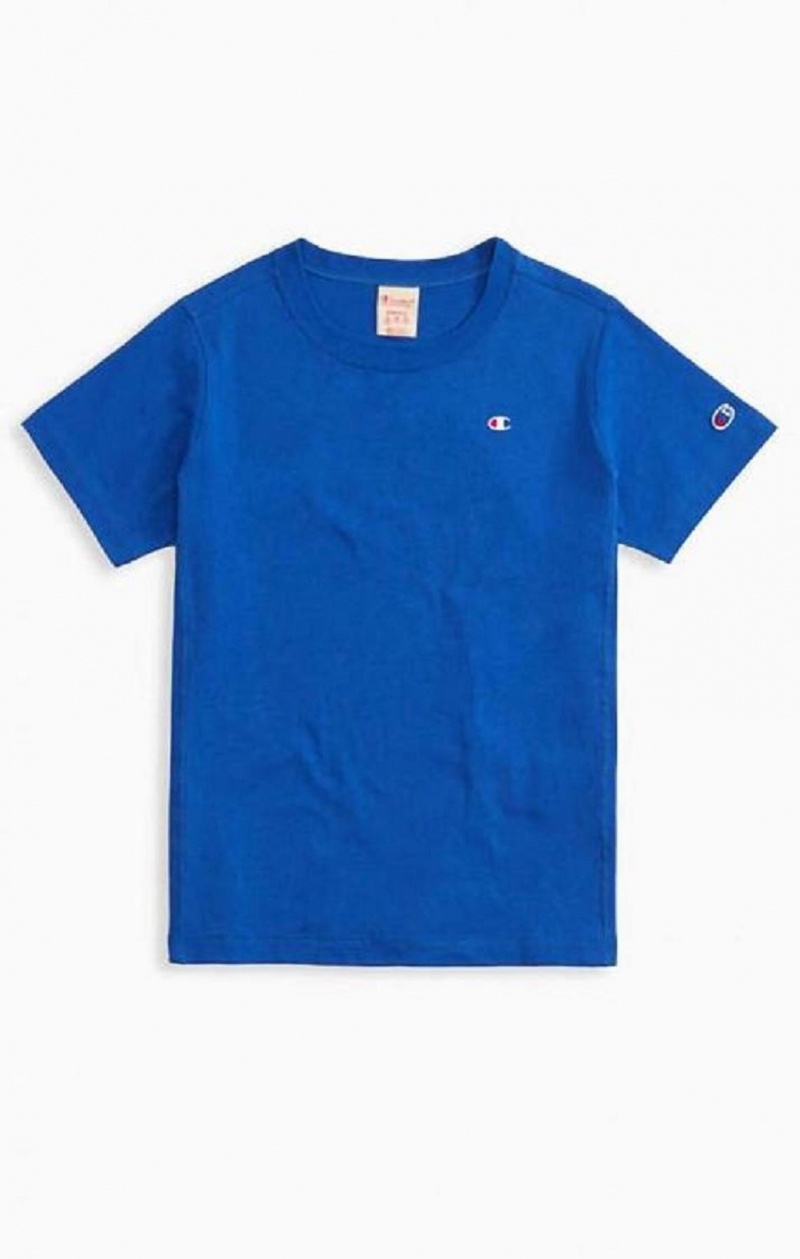 T Shirts Champion Crew Neck T-Shirt Femme Bleu | 5279-NGLAF