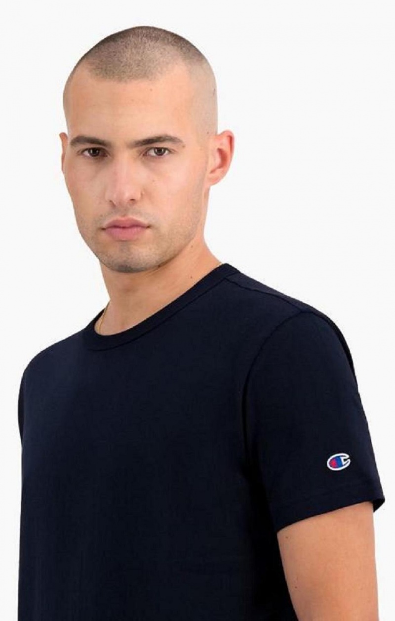 T Shirts Champion Crew Neck T-Shirt Homme Bleu Foncé | 5197-LYUSE