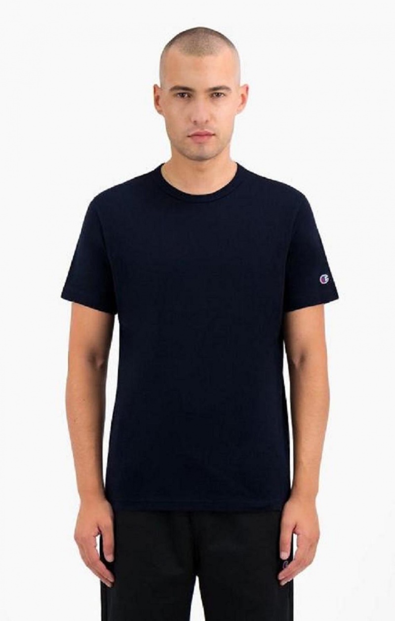 T Shirts Champion Crew Neck T-Shirt Homme Bleu Foncé | 5197-LYUSE