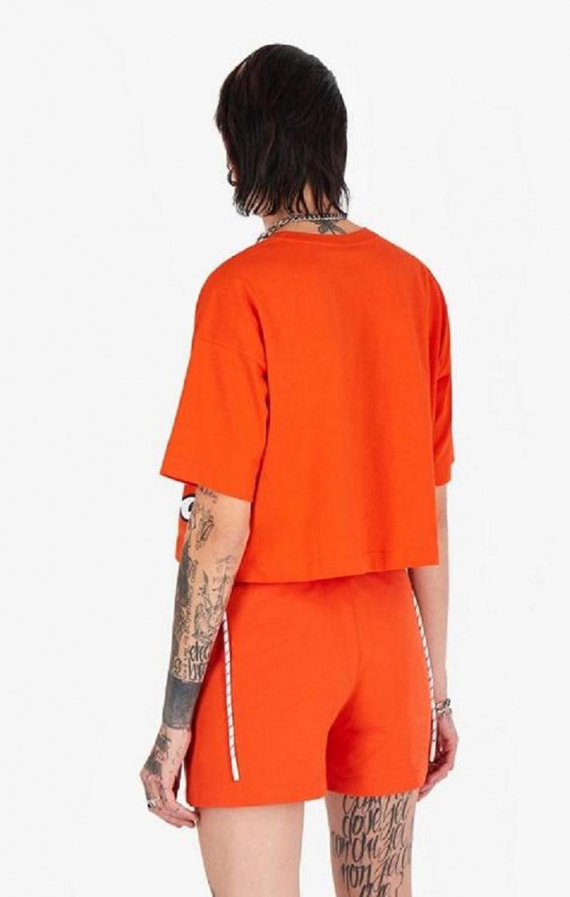 T Shirts Champion Cropped Script Logo T-Shirt Femme Orange | 3160-NJLFR