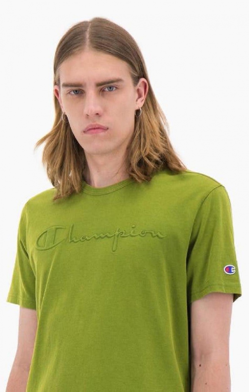 T Shirts Champion Embossed Script Logo T-Shirt Homme Vert | 9215-PBAIE