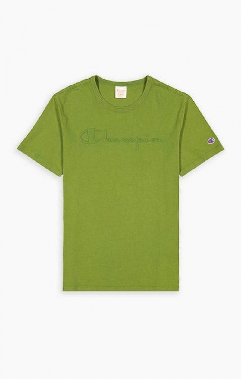 T Shirts Champion Embossed Script Logo T-Shirt Homme Vert | 9215-PBAIE